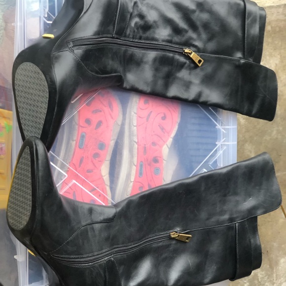 RLL Philena Black Leather Knee High 1/4 Zip Heel Boots Size 8B - Picture 15 of 15